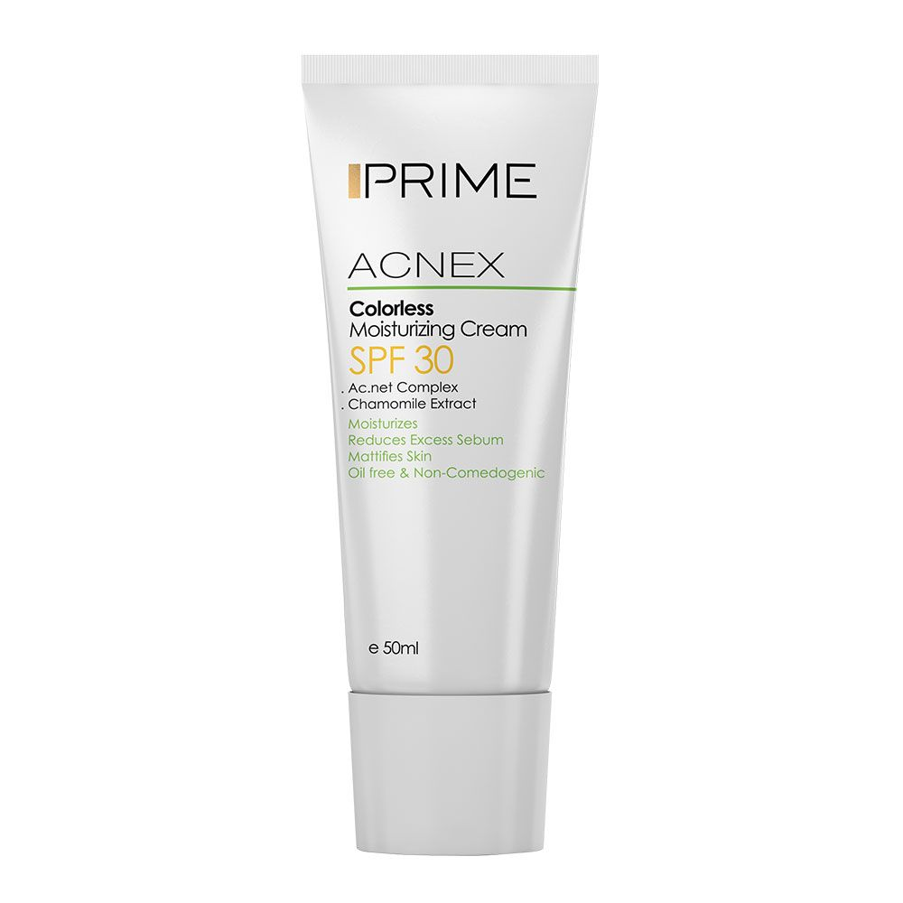 کرم مرطوب کننده بدون رنگ پریم مدل Acnex SPF 30 حجم 50 میل